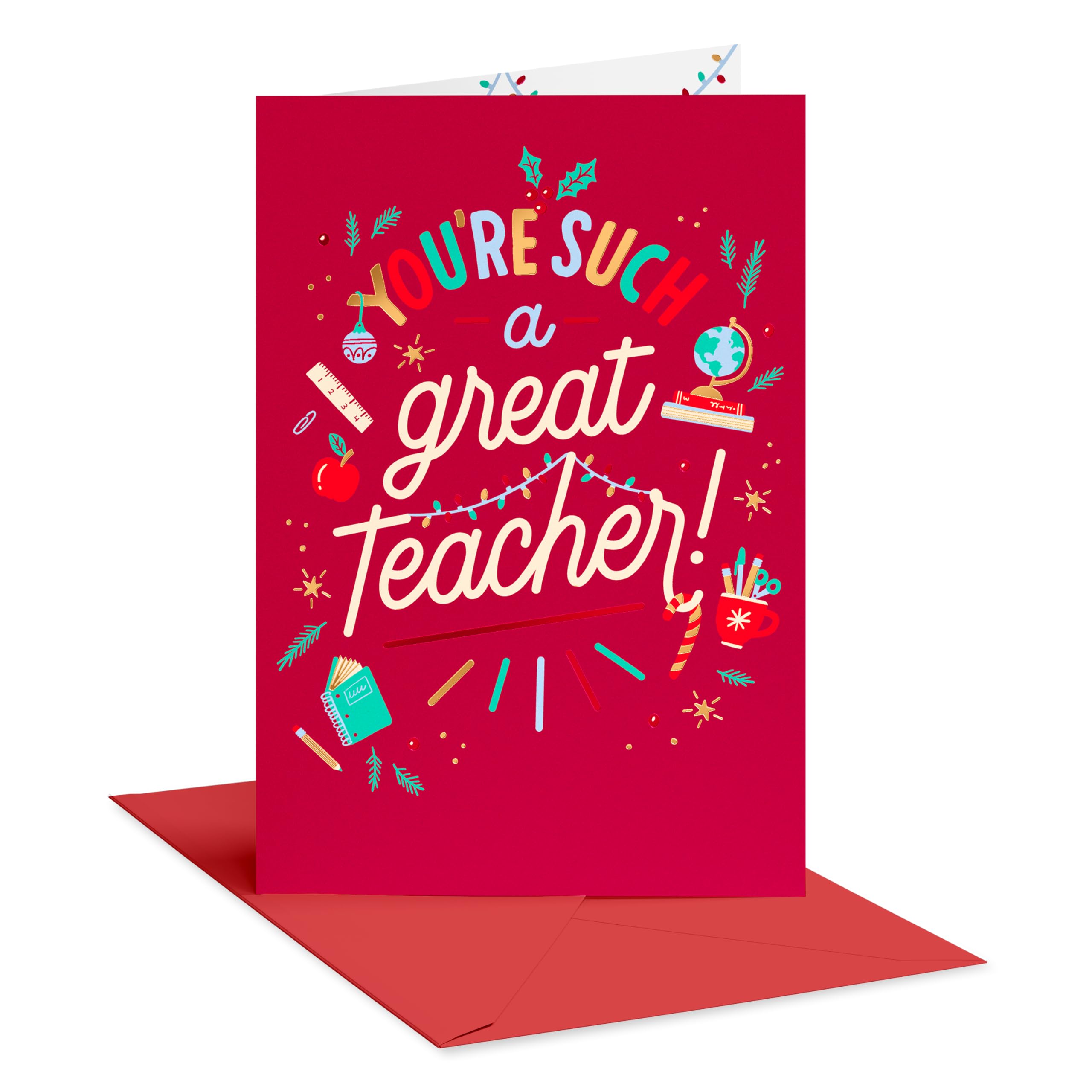 American Greetings Thank You Christmas Card for Teacher Appreciation from Kids and Students (Thanks For Sharing)