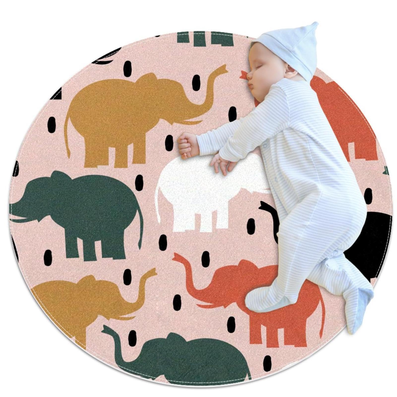 Tapis de bain éléphant antidérapant et rond de 1m idéal pour sécuriser la chambre enfant