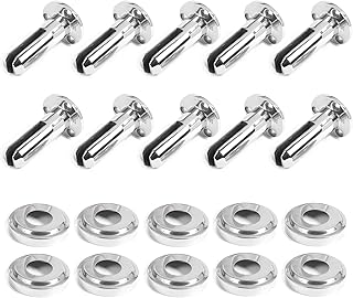 PHASFBJ 304 Stainless Steel Cylindrical Glass Spigots Clamp, Suitable for 8-12mm Glass Outdoor Swimming Pool Fence mounting Bracket, Heavy Duty Stainless Steel Spigot,Bright Silver,10 PCS