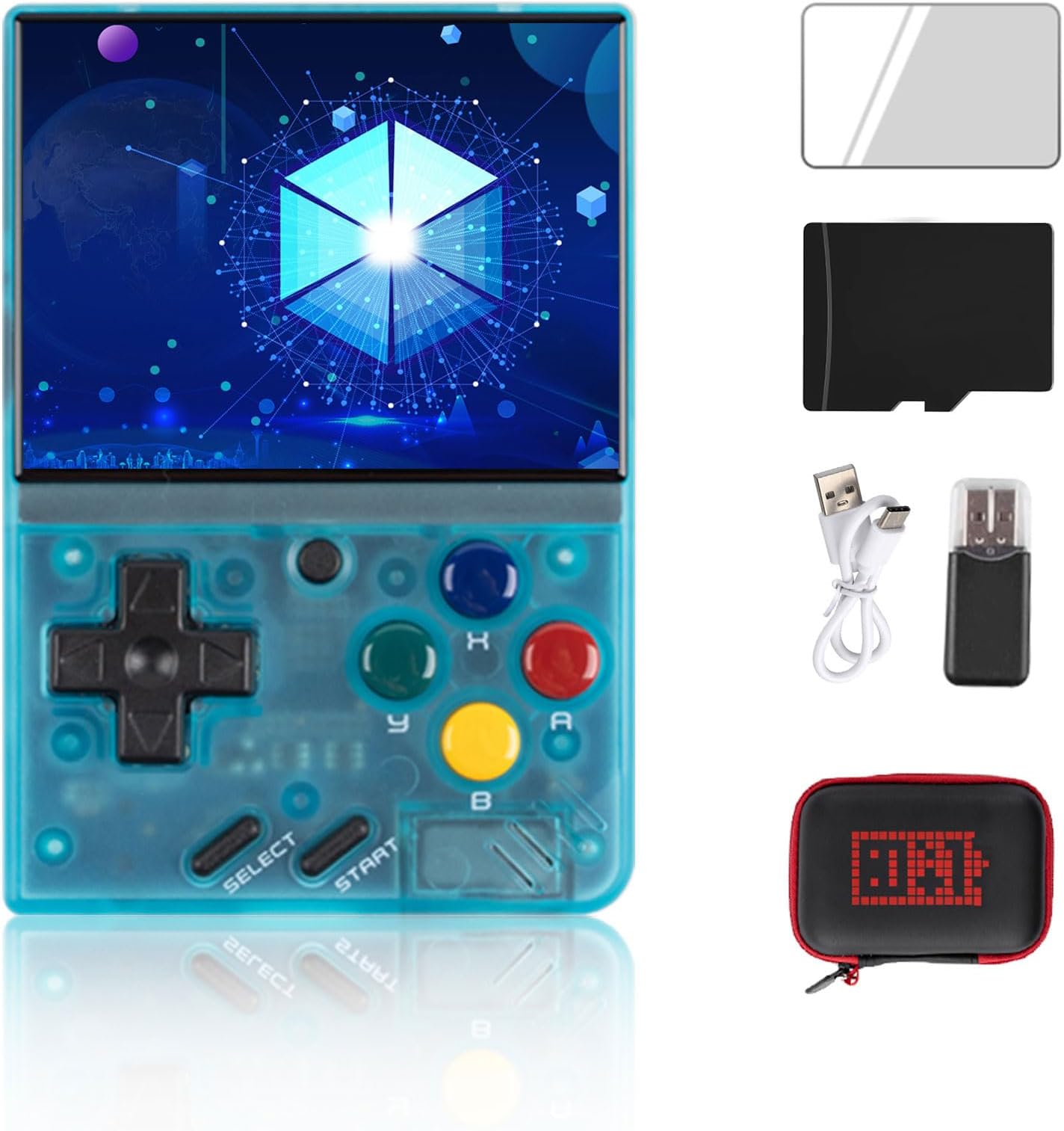 Miyoo Mini Handheld Game Console,2.8 Inch IPS Classic System Retro Video Games Consoles,with 64G TF Card and Wireless Networt Handheld Console Casual Game Console(Blue)