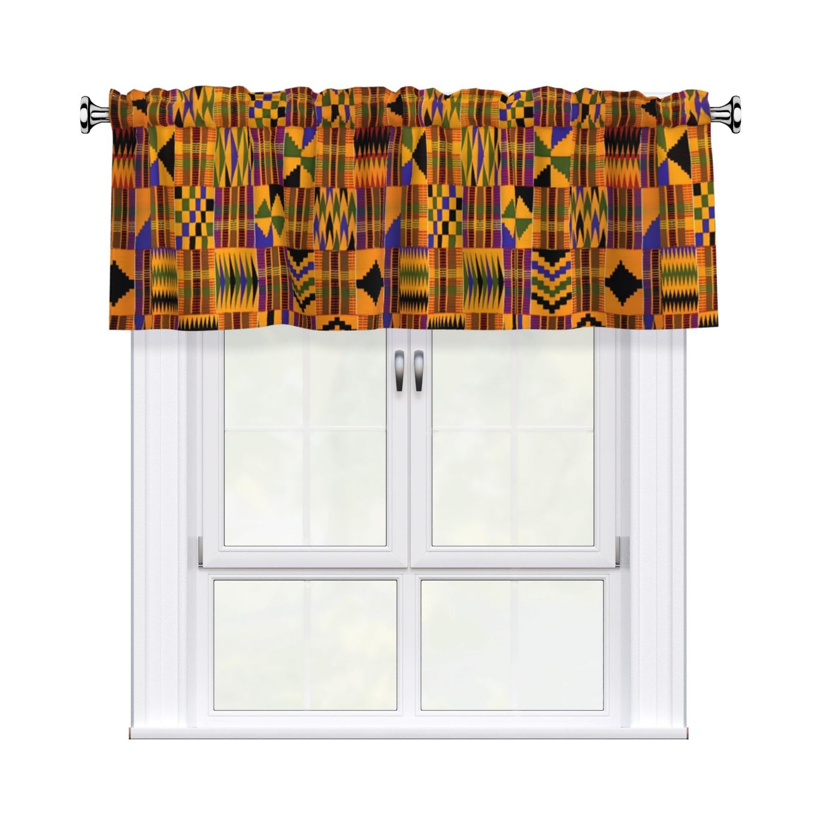 HJFCZH African Tribal Ethnic Texture Prints Durable Window Layer – 54x18 Inch 100% Polyester Peach Skin Valance for Long-Lasting Style