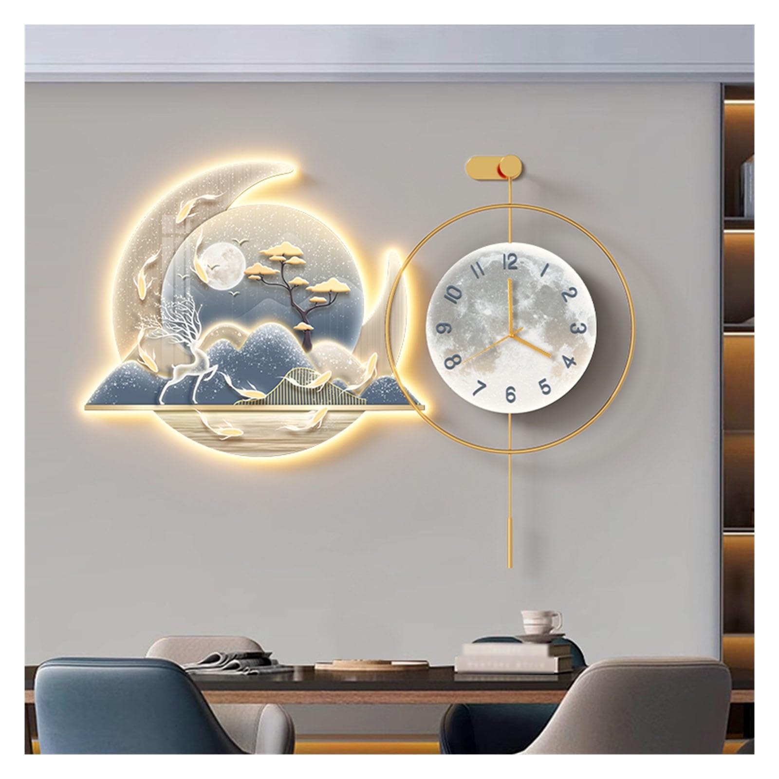 Reloj cocina Decoración de luz pared grande con reloj for sala estar
