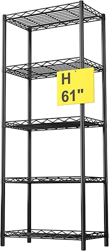 Miniatura 6 de HOMEFORT Estantería de alambre de 5 niveles 5 estantes estante de almacenamiento de metal organizador duradero perfecto para despensa armario cocina