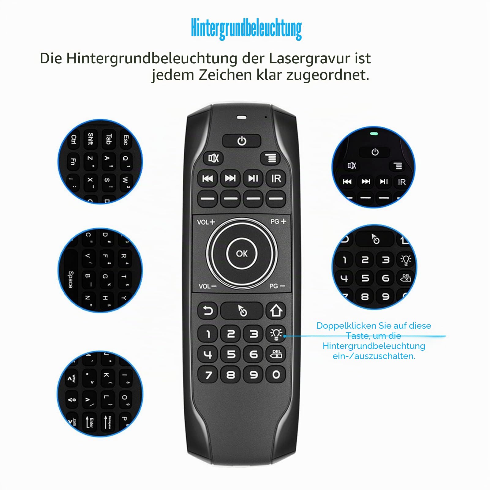 VBESTLIFE Sprachfernbedienung, Air Mouse Tastatur Bluetooth Air Fernbedienung, für TV Box Computer Smart Television(G7BTS Bluetooth-Version ohne Empfänger)