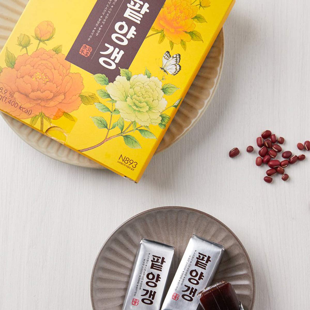 Korean Sweet Red Bean Paste Jelly Cake, Yokan 15.8oz (450g), 45g x 10
