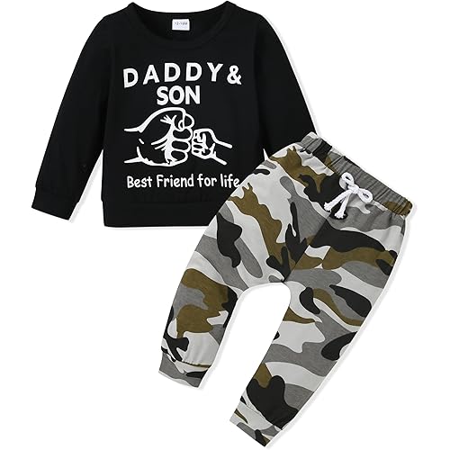 YALLET Toddler Baby Boy Clothes, Long sleeve Letter Hoodies Top+Ripped Denim Pants 2pcs Fall Winter Outfit Sets