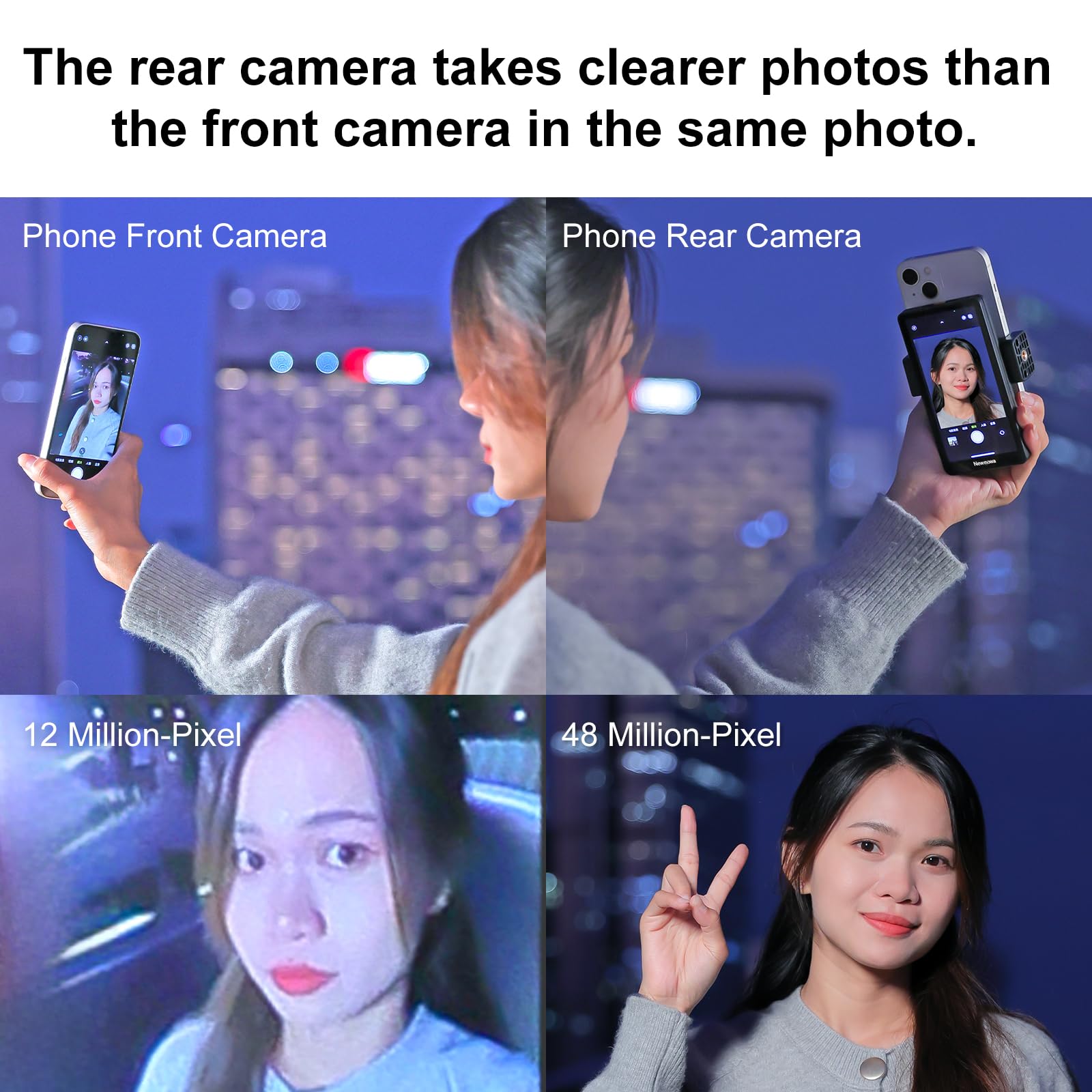 Newmowa 4.95" Teléfono Vlog Selfie Monitor Pantalla,Accesorio de Cámara Trasera del Teléfono para Teleprompter LiveStream Selfie Vlog TikTok,Compatible con iPhone(Soporta 4K 30fps Grabación con Cable)
