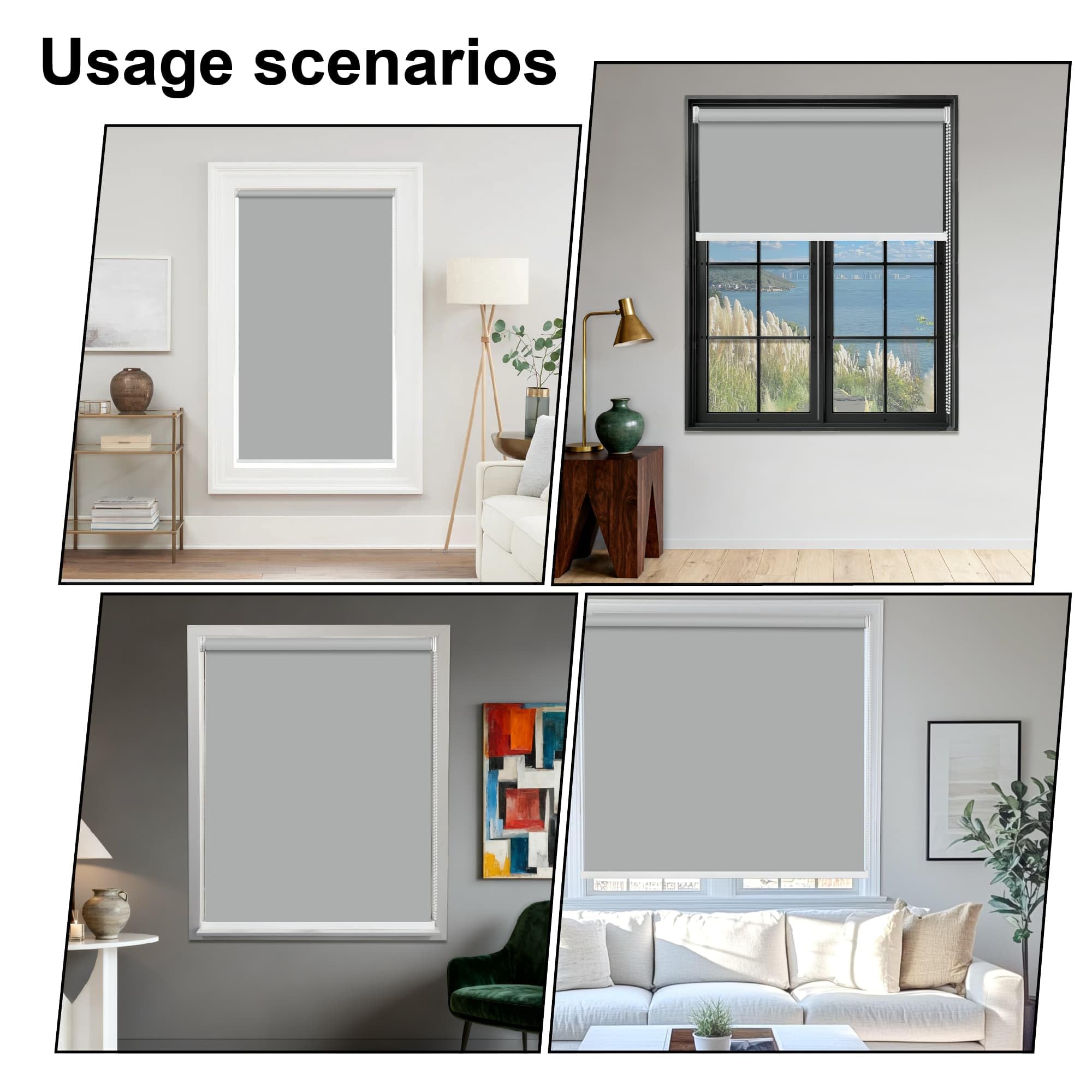 Store Occultant Thermique 112 x 180 cm Protection de Vie Privée Stores Enrouleurs Intérieurs Kit de Montage Inclus pour Chambre Salon Maison, Gris Clair