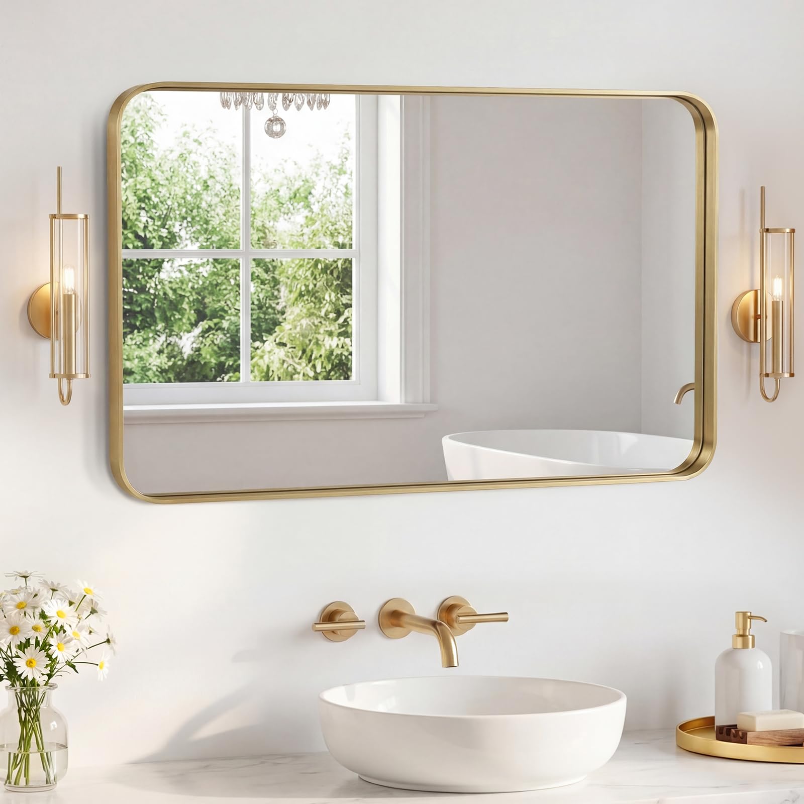 Sweetcrispy Bathroom Mirror 48x32 Inch, Vanity Mirror for Wall