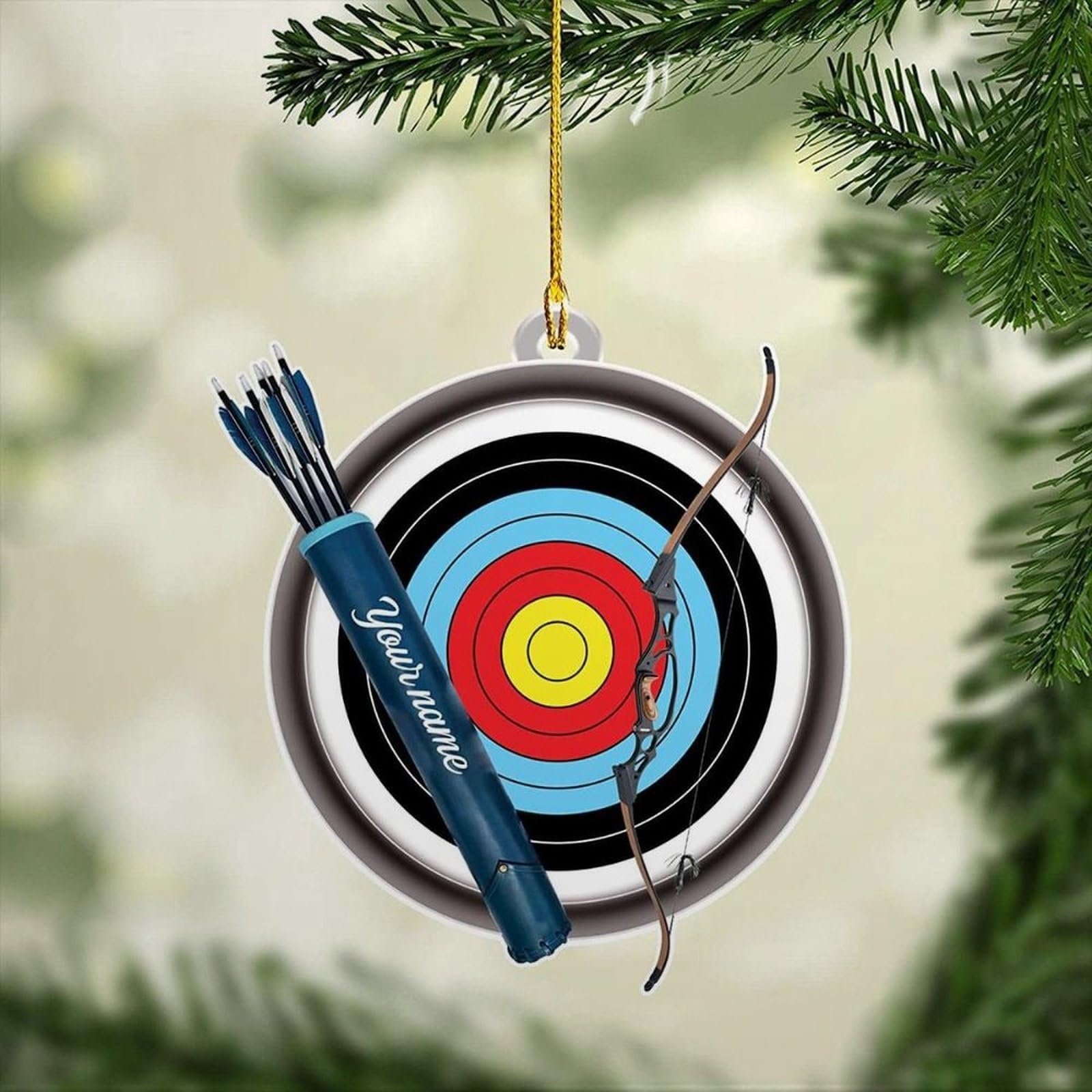 Luckluccy Personalized Archery Ornament 2025,Bow and Arrow,Hunter,Hunting Gift,Archer Christmas Decoration,Target,Team Gifts