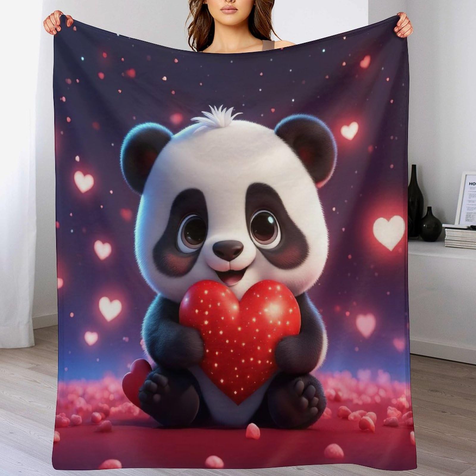 Plaid panda flanelle contre le froid pour canapé et fauteuil