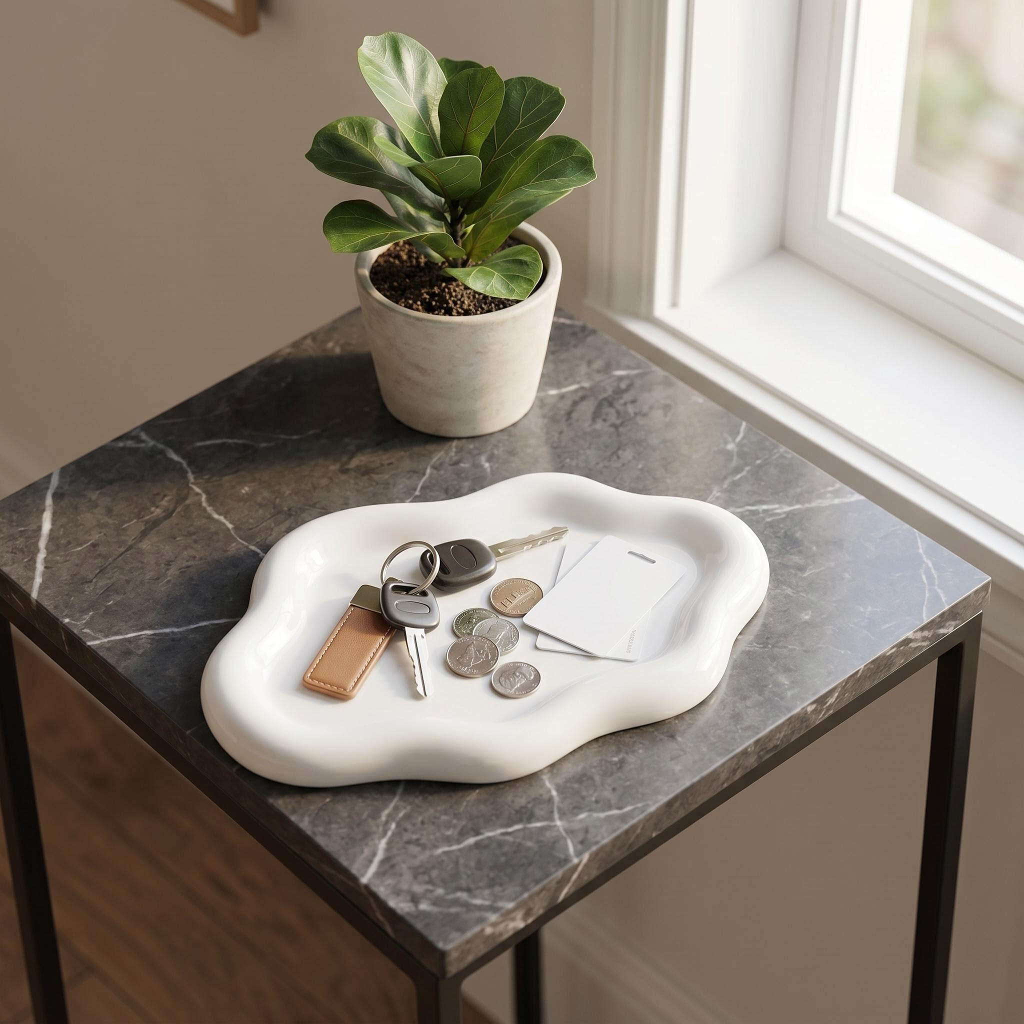 Cloud Jewellery Dish Tray Decorative Trinket Dish Jewellery Dish Small Key Tray Perfume Tray Trinket Tray Vanity Tray for Cosmetic, Ring, Necklace, Bracelet, Gifts for Women, Mother (Ceramic White)