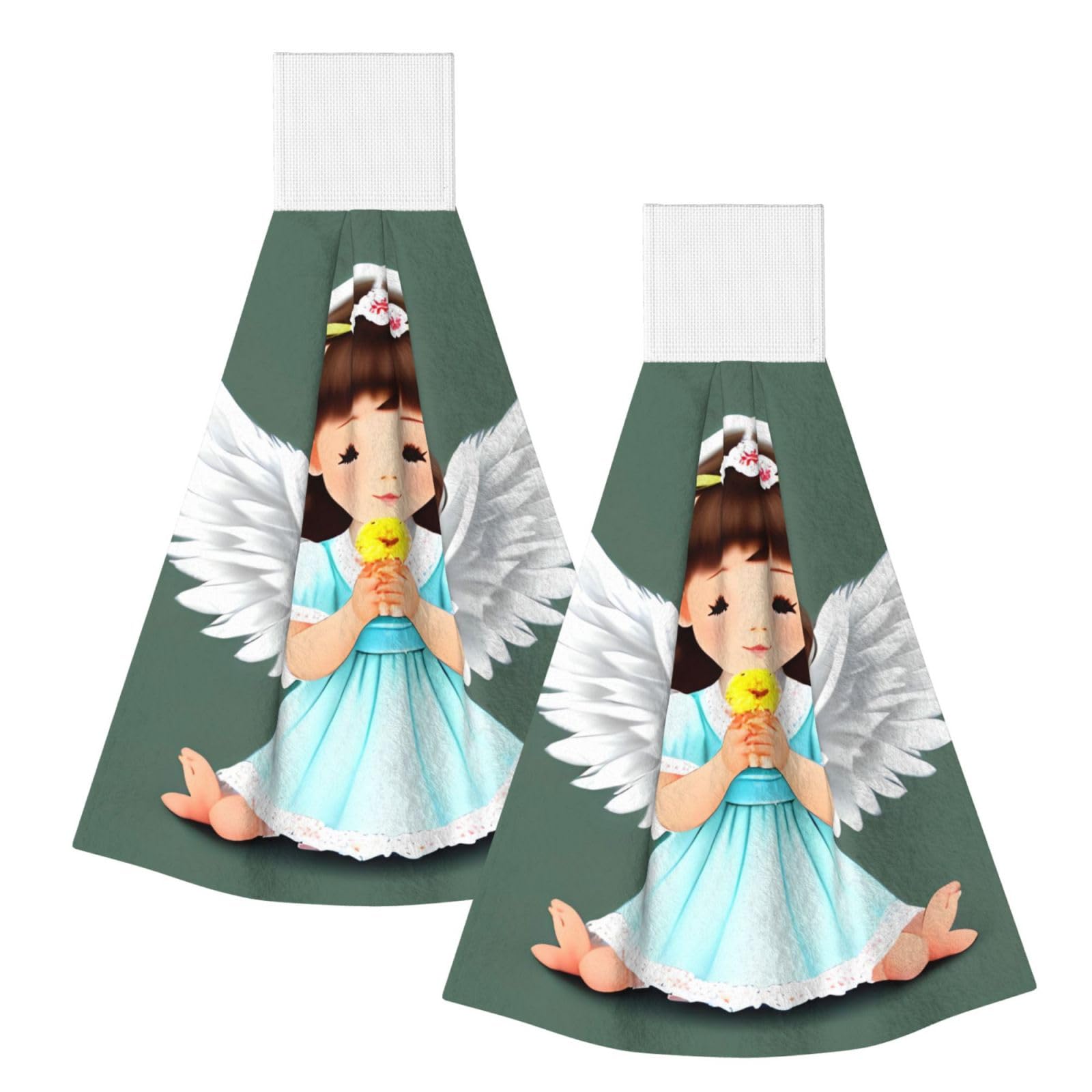 WUPngg Cute little angel Bathroom Tie Towels/Dish Cloth,Kitchen Hanging Towel, Coral Fleece Dry Cleaning Hand Dishcloths One Size