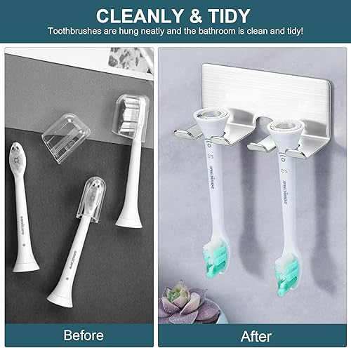 Miniatura 8 de Soporte de pared para cepillos de dientes, soporte de cabezal de cepillo de dientes eléctrico para baños, soporte de cepillado de dientes de ducha