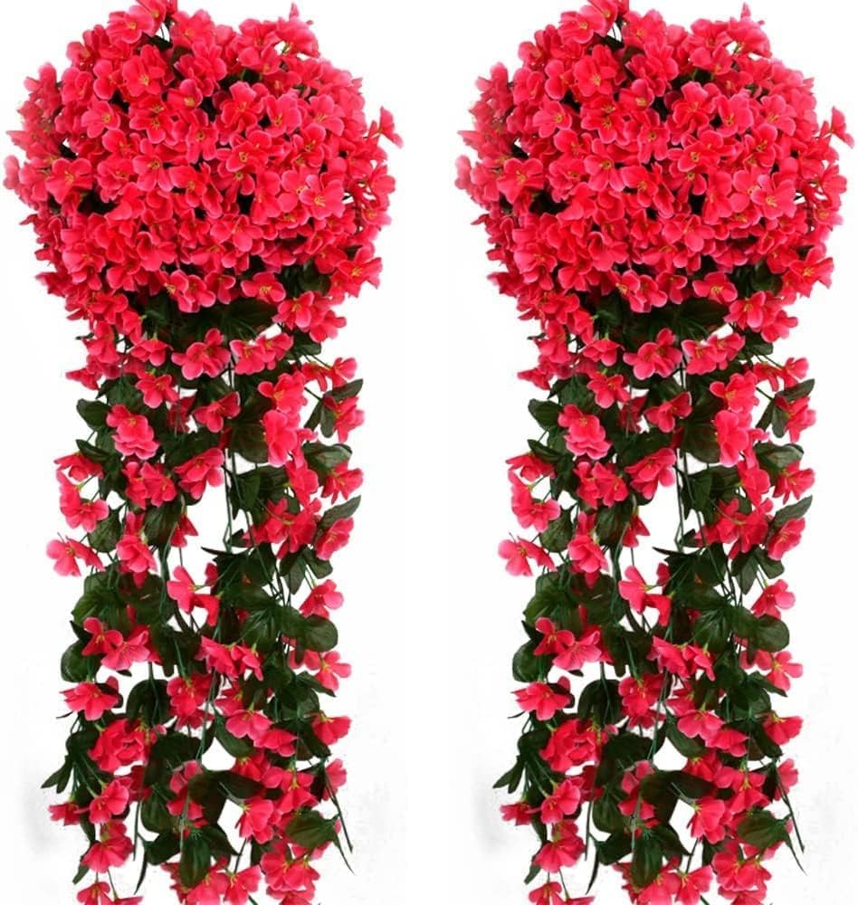 YATUOPNG Artificial Plant In Pot-Vivid Hanging Orchid Bunch,Flower Decor,Colorful Bouquet(Wine)