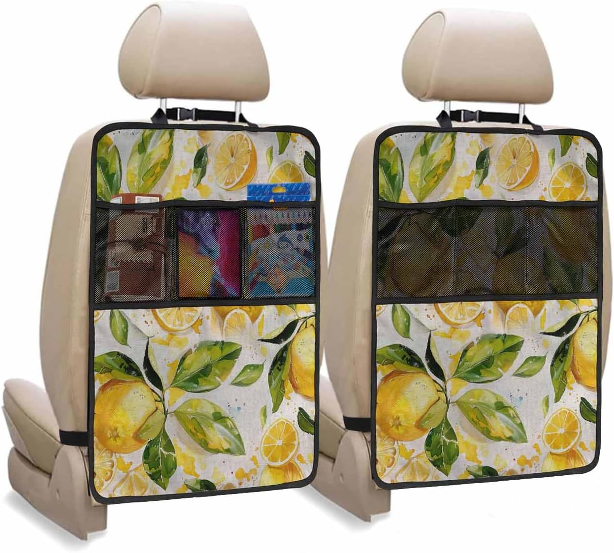T&H XHome Car Seat Protector, 2 Pack Kick Mats Back Seat Protector Watercolor Summer Ocean Octopus Blue Waterproof Backseat Cover for Kids Universal Fit Automotive Interior Protectors