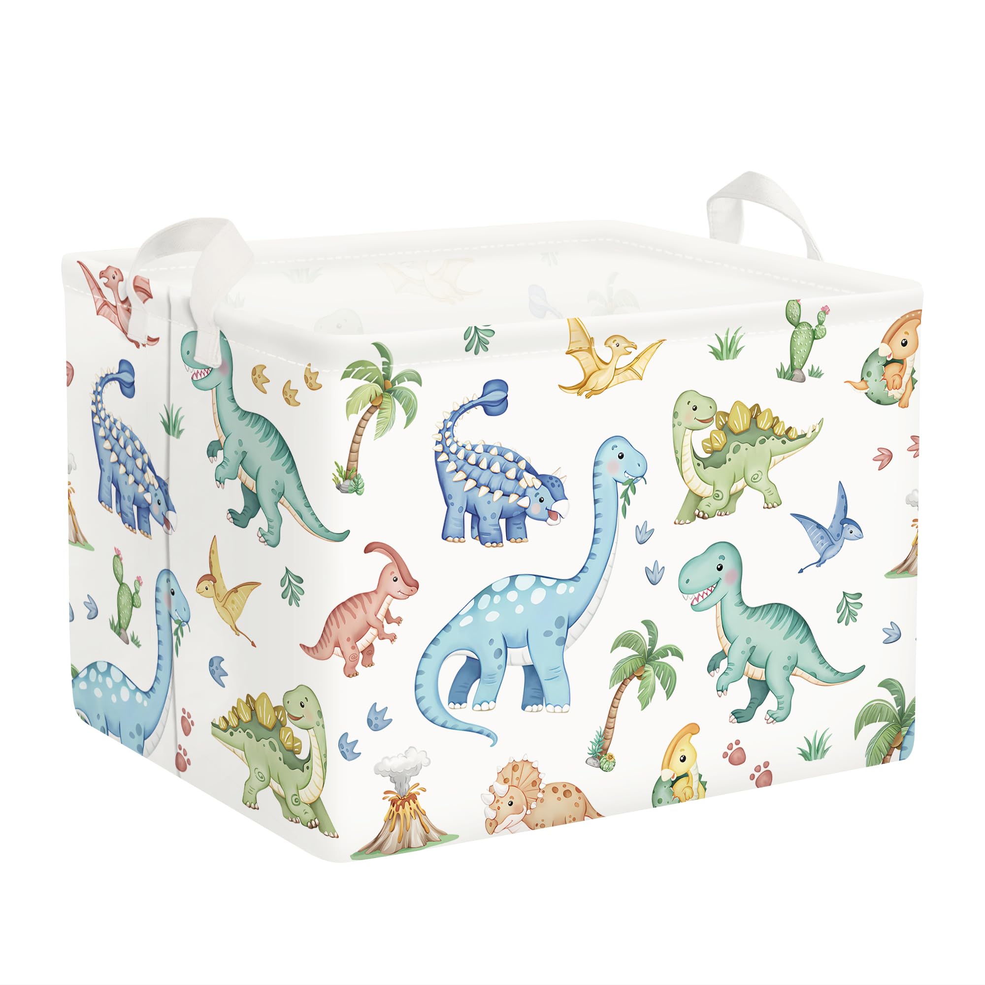 Clastyle Boho Dinosaur Laundry Hamper Palm Tree Book Storage Basket for Bathroom Parent Storage Box to Organize Toy Clothes, Pterosaur, 40x30x30 cm