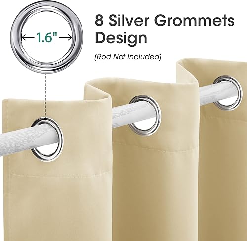 Miniatura 9 de HOMEIDEAS Cortinas beige para puerta, cortina de privacidad con ojales para dormitorio, 39 pulgadas de ancho x 78 pulgadas de largo, cortinas opacas