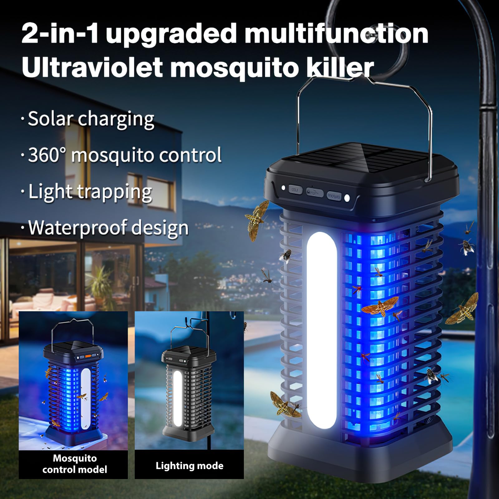 Lampada anti-zanzara, UV anti mosca zanzara assassino di insetti elettrici, lampada elettrica anti-zanzare, trappola per zanzare, per camera da letto, soggiorno, cucina, camera dei bambini