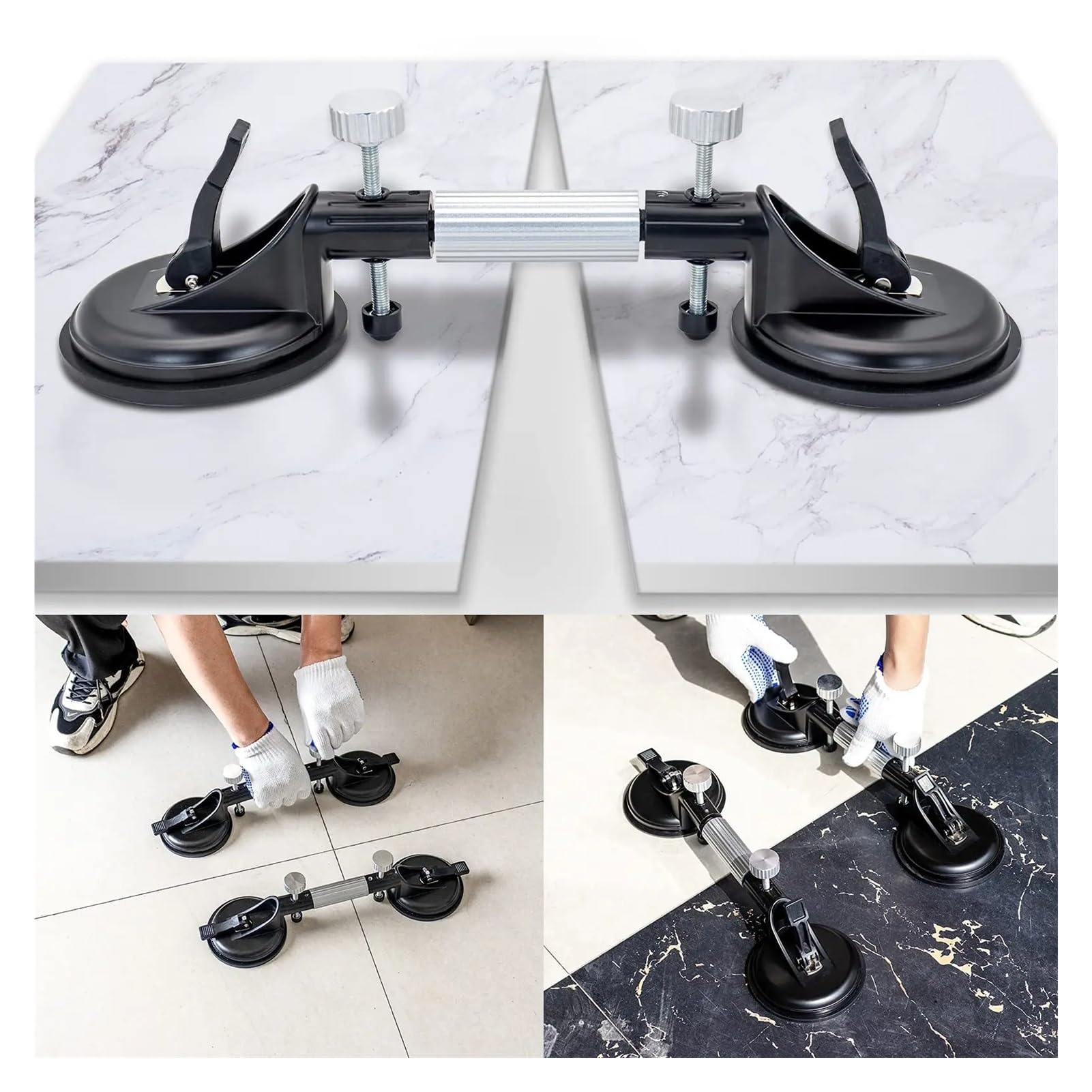 Ventosa, Strumento professionale for l'installazione del controsoffitto professionale for livellamento delle piastrelle con ventosa regolabile da 6 pollici for lastra di marmo e vetro(1pc)