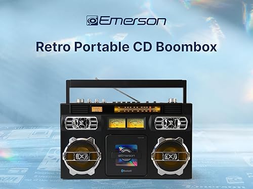 Miniatura 9 de Emerson EPB-3004 Reproductor de CD portátil con radio AM/FM, memoria programable de 20 pistas, altavoces de alto rendimiento, conector de entrada