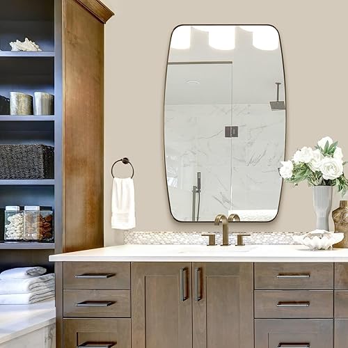 Miniatura 152 de ANDY STAR Espejos ovalados dorados para baño, espejo de pared oblongo, con marco de metal dorado cepillado de 24 x 36 pulgadas, espejo de tocador