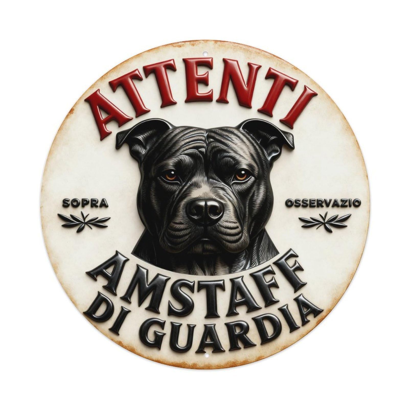 Beware Observation Amstaff On Guard Metal Tin Sign Plaque