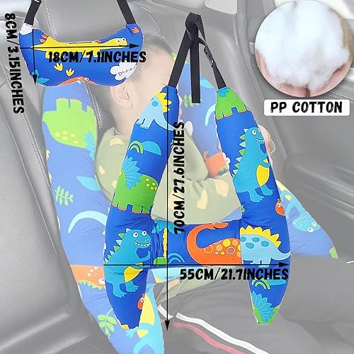 Miniatura 6 de Almohada de coche en forma de H para dormir, almohada portátil de viaje para niños para asientos de automóvil de larga distancia, almohadas para