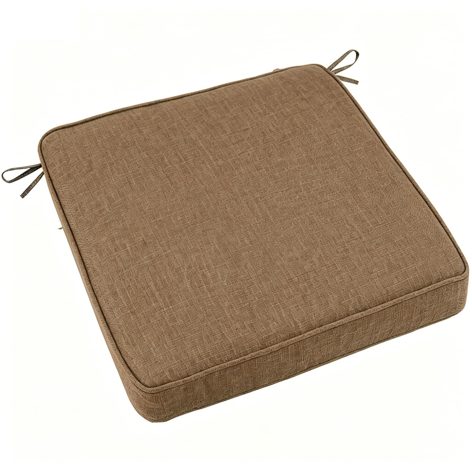 PLCIVSA Square Seat Cushions 25×25/30×30/45×45/50×50cm for Kitchen Chairs/Dining/Office,Memory Foam Chair Pads with Ties & Non-Slip Bottom,Washable Removable(light coffee,25x25x5cm)