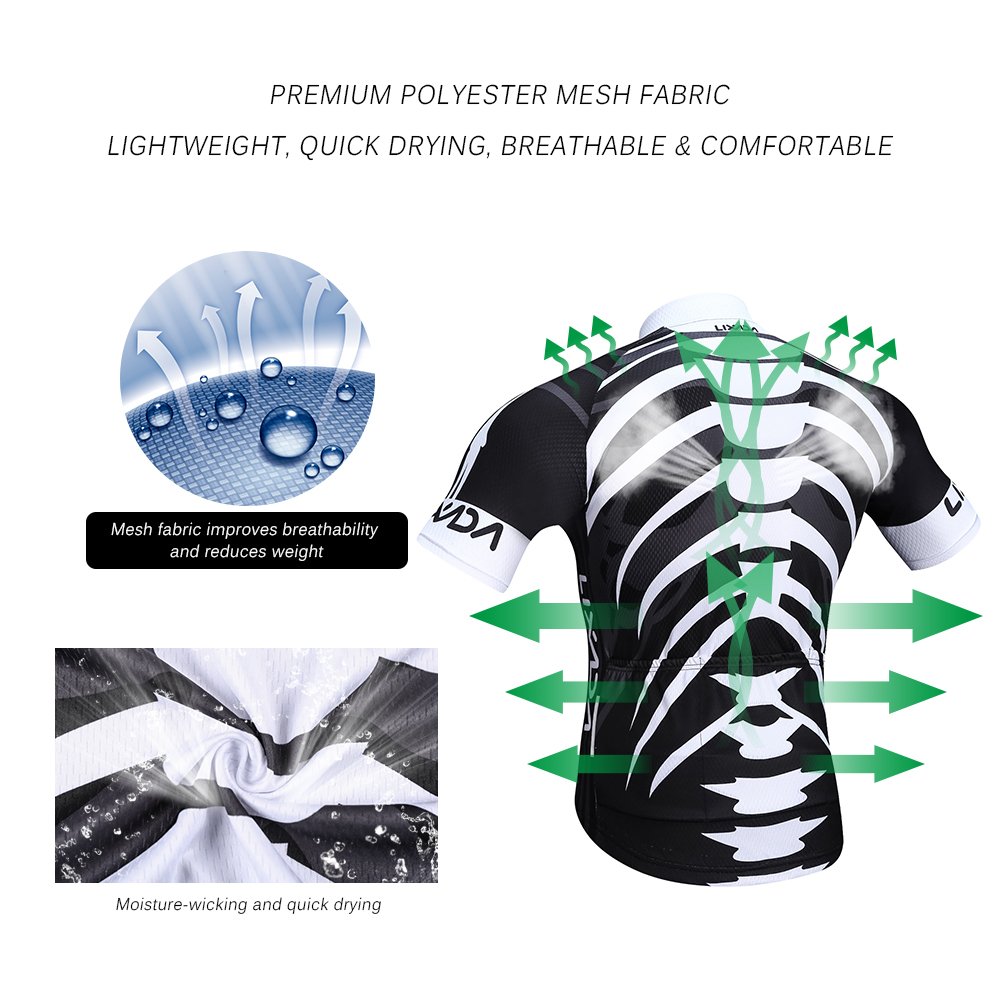 Lixada Maillot Cyclisme Manches Courtes + Cuissard 3D Padded - Ensemble Respirant Homme Femme