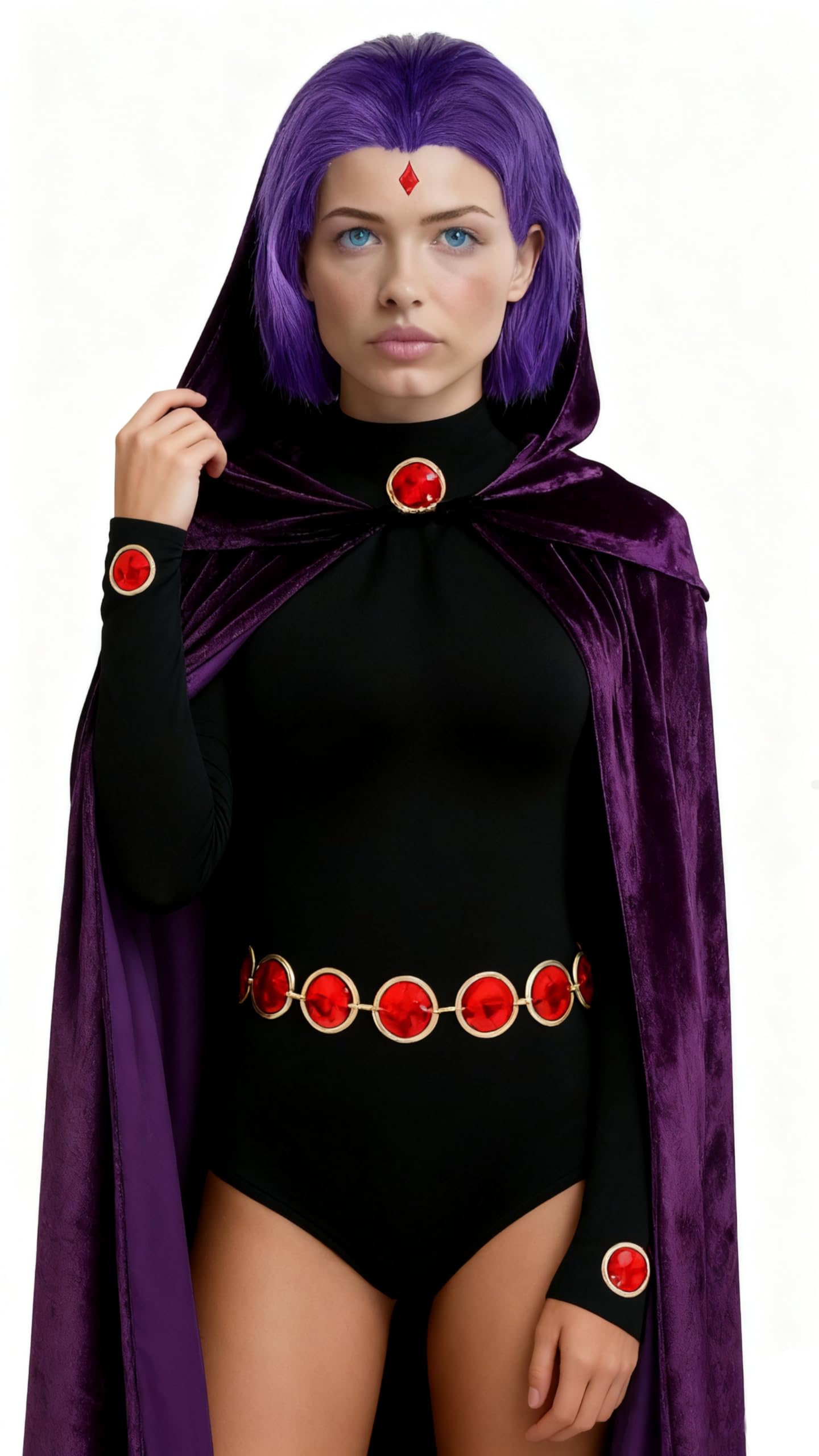 Quxiante Anime Cosplay Costume Women, Purple Cape Cloak Robe Accessories Set Halloween: Purple Wig Small