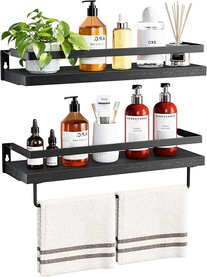 AMADA HOMEFURNISHING AMFS01B Floating Shelves Set of 2