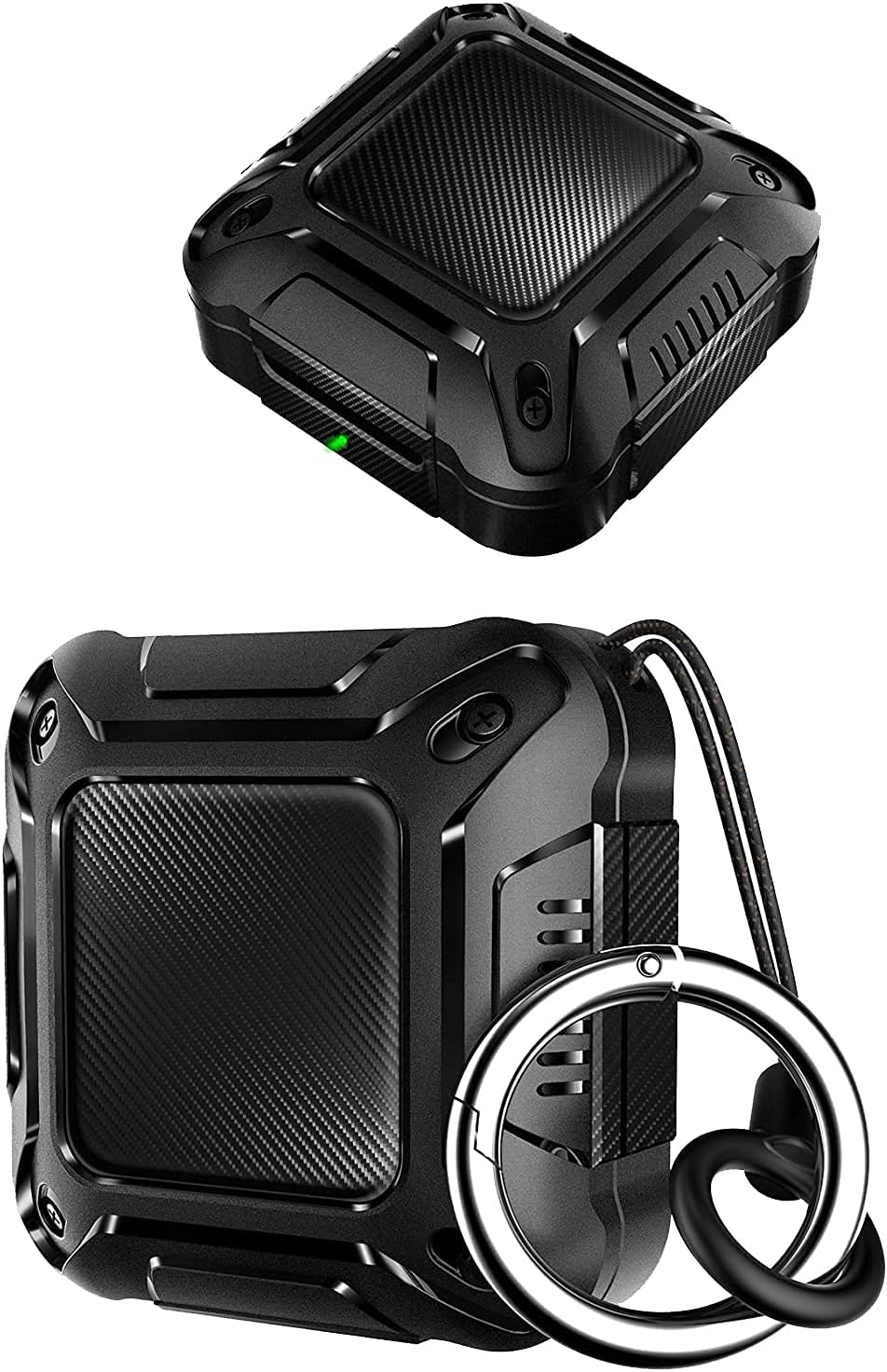 TPU Hard Case for Galaxy Buds 2 Pro Case 2022/Galaxy Buds 2 Case 2021/ Buds Pro Cover 2021/ Buds Live Case 2020, Wireless Charging Carbon Fiber Protective Earbuds Accessories with Keychain,Black