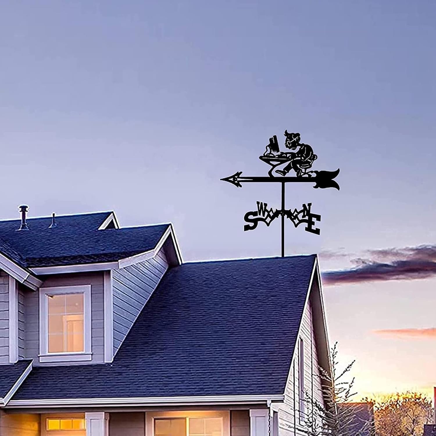装飾風向計ウェザーベーンガーデンマウントヤード装飾、ステンレススチールヴィンテージウェザーベーン中空風向インジケーター屋外ガーデンル