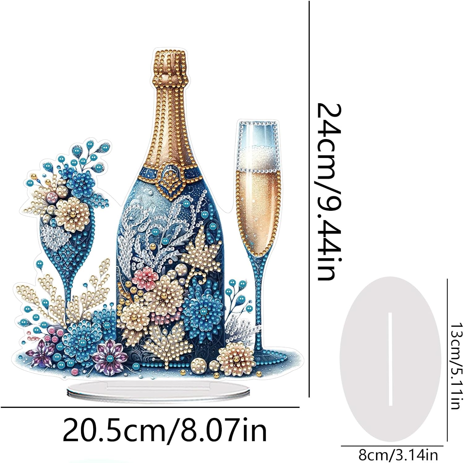 ARTopet 4Pcs DIY Diamond Desktop Ornaments Diamond Art Painting Tabletop Ornaments Single Sided Diamond by Numbers Mosaic Kits Home Decor-Champagne