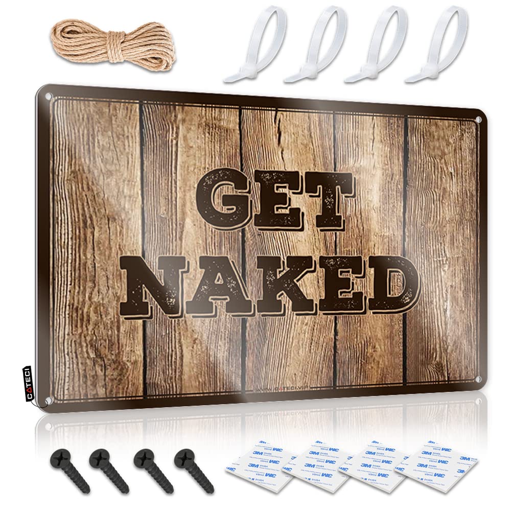 Tin Sign Wall Decor Get Naked Tin Sign Funny Plaques For Men Bar Accessories For Man Cave(30X40CM)