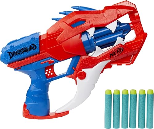 Miniatura 3 de Nerf DinoSquad Raptor - Lanzador de dardos con barra giratoria, tambor giratorio de 6 dardos, fuego de golpe, 6 dardos Nerf, diseño de dinosaurio