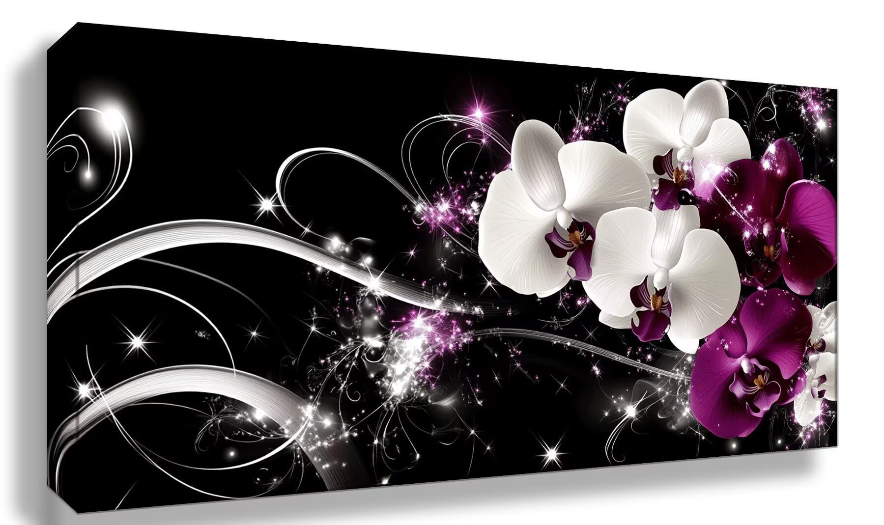 Diamond Painting Orchidee Diamond Painting Erwachsene XXL Weiß 5D Full Runder Drill Diamanten Malen Nach Zahlen DIY Set Mosaik Bastelset Kreativ Set für Erwachsene Home Decor Wanddeko 60x120cm,Cod-985