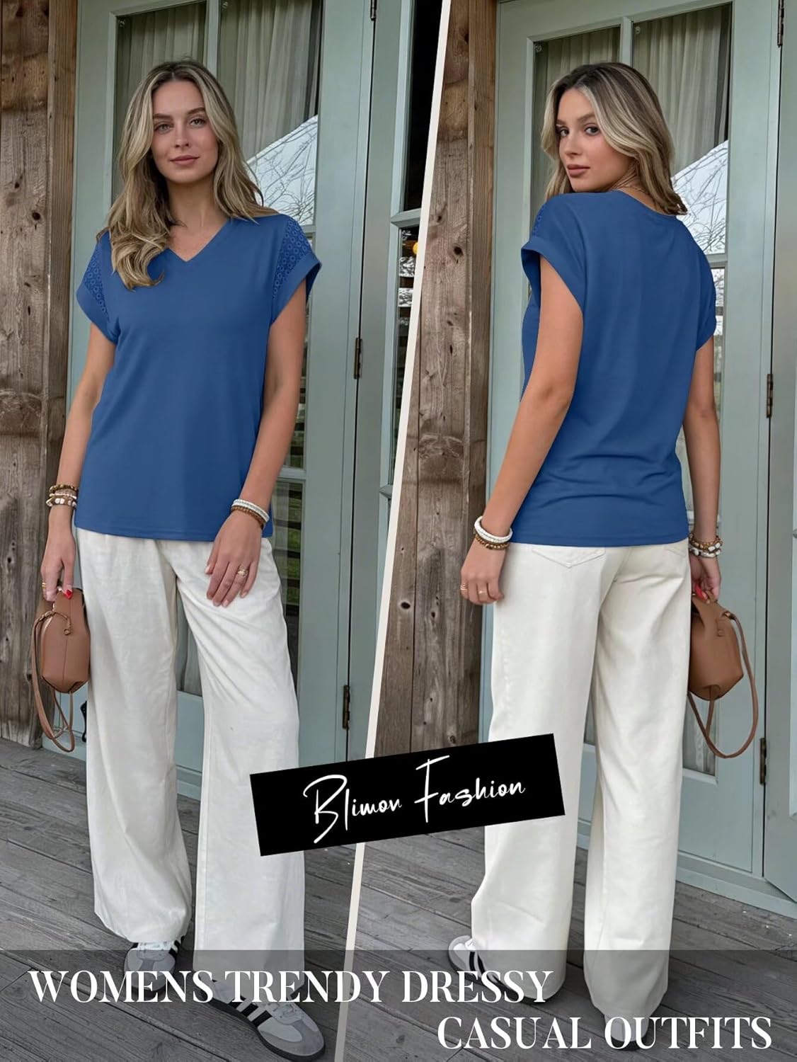 Bliwov Womens Summer Tops V Neck Lace Short Sleeve T Shirts Dressy Casual Business Outfits 2026 Spring Fashion Tee Clothes - Image 3