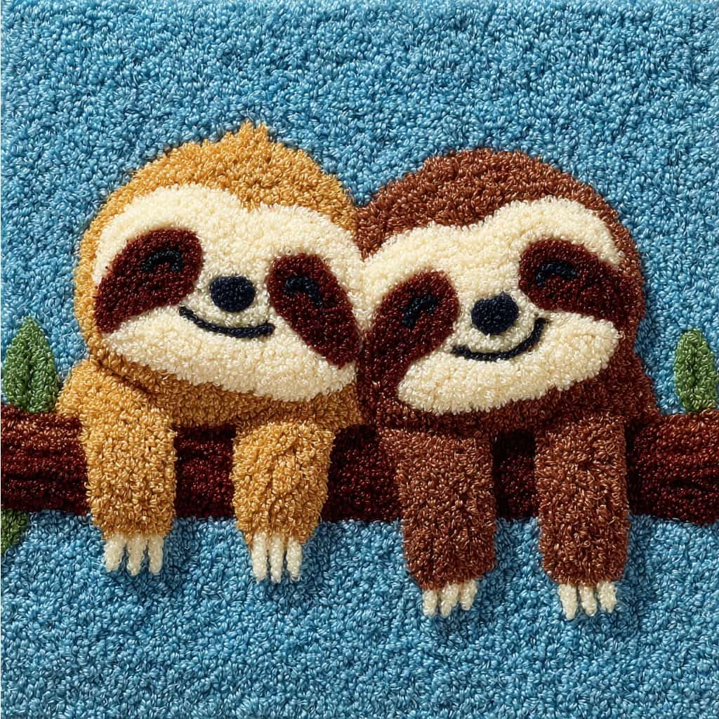 kitphoenix DIY Hand Crochet Pillow Kit,Sloths 43X43Cm Aesthetic Knitted Cushion Making Material Set,Beginner Friendly with Full Tutorial, Stylish Room Home Decor