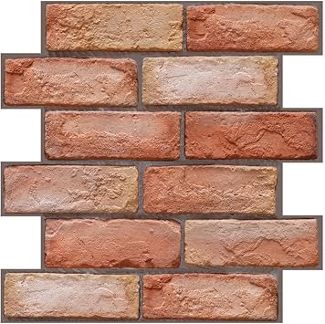 3D Wall Panels Peel and Stick, PVC Brick Wallpaper Sticker with Self-Adhesive Waterproof Wall Decor, Stone Wall Stickers for Kitchen, Bedroom, Living RoomA,5PCS
