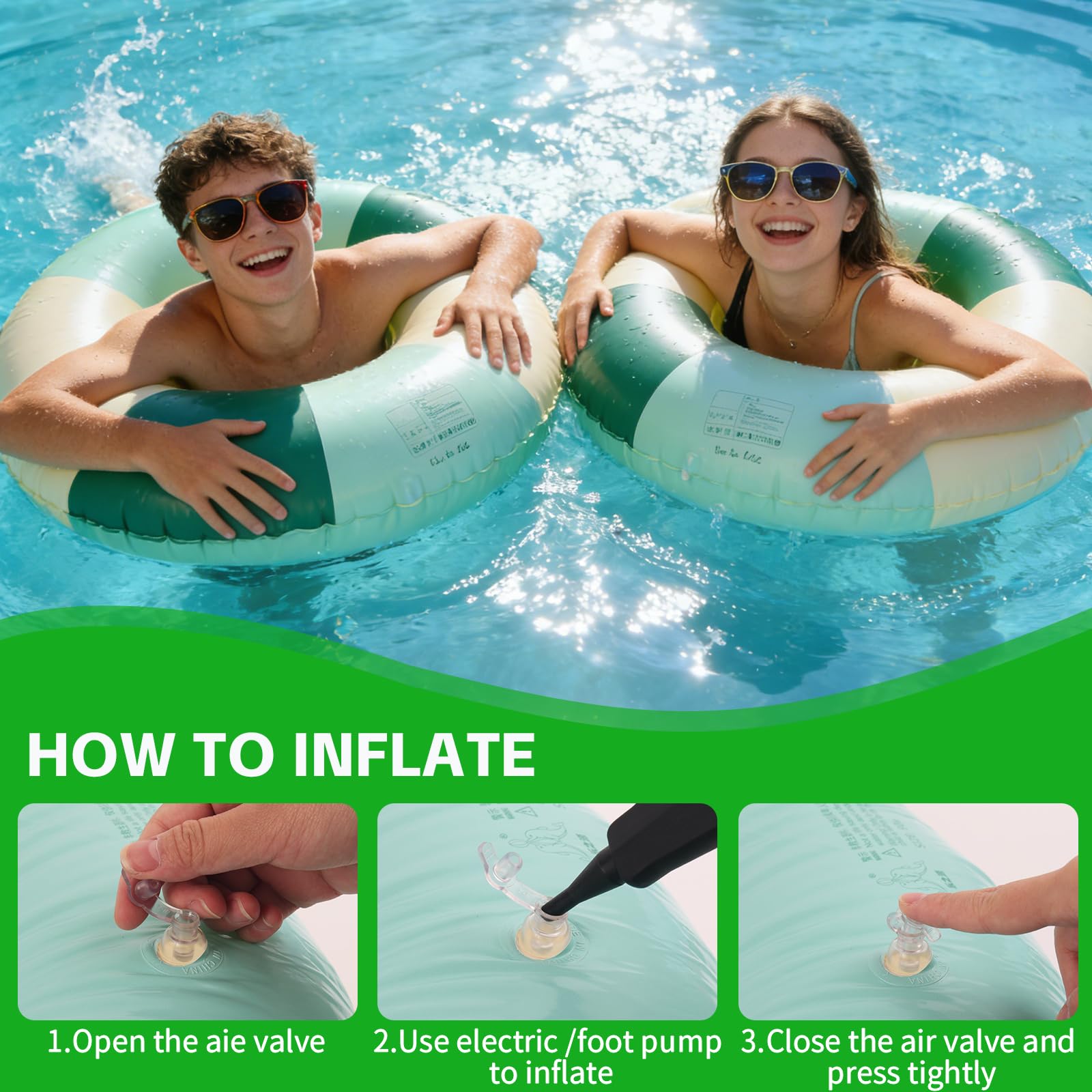 Inflatable Swimming Ring, Inflatable Pool Floats for Adults Durable Rubber Swimming Pool Tube - Image 7