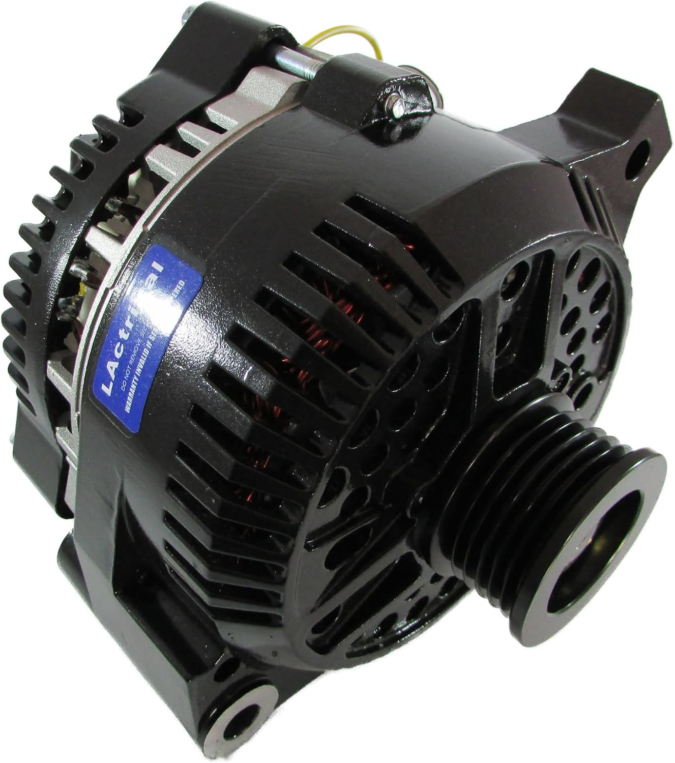 High Output Black 200 Amp Alternator 1 One Wire self exciting regulator 6G pulley compatible with Ford Lincoln Mercury Mustang Thunderbird Ranger Truck Van Custom classic Hot Rod 200A