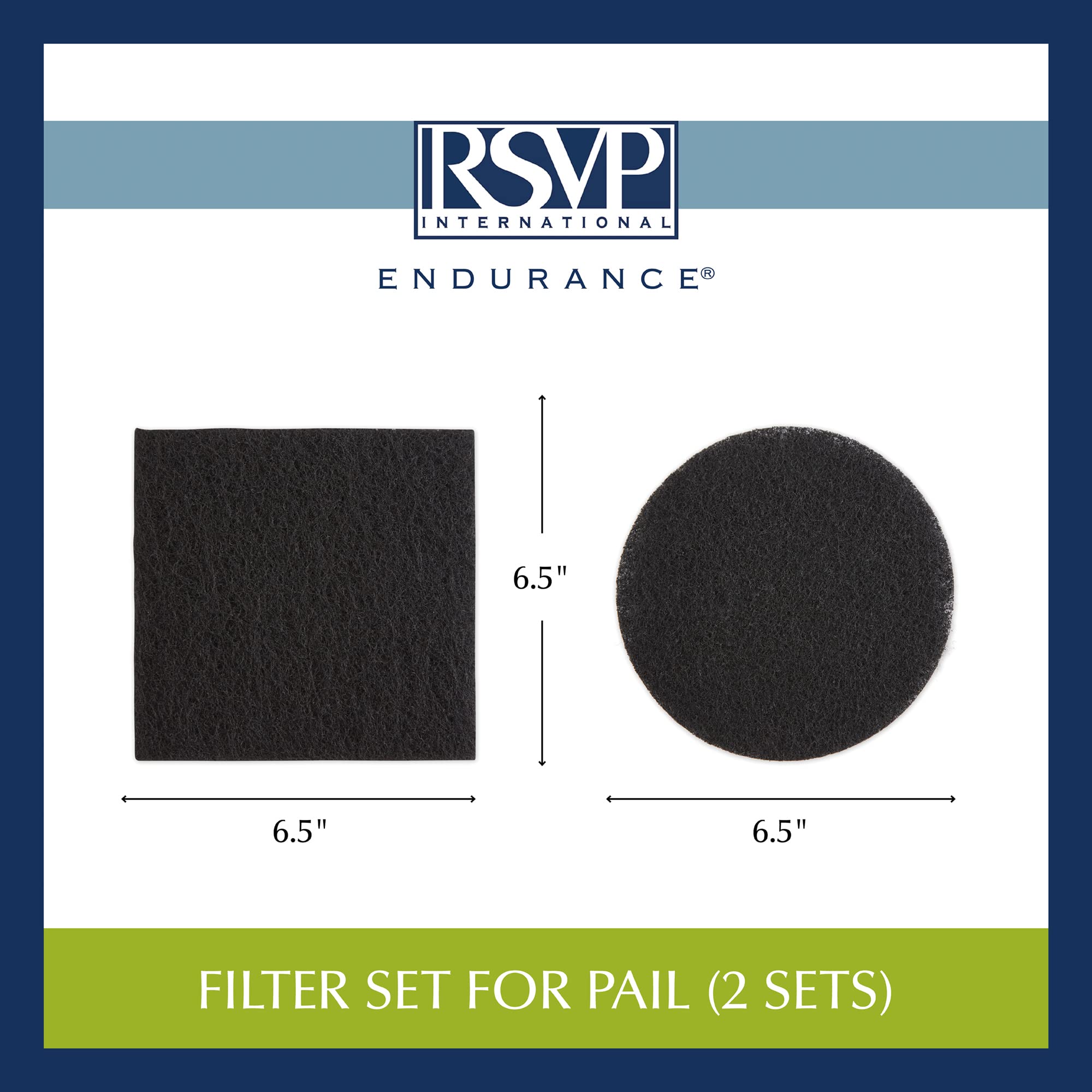2 filtres de remplacement RSVP Seau à compost Endurance S/S Récipient/Seaut (Pail-Sqr) (Nouveau)