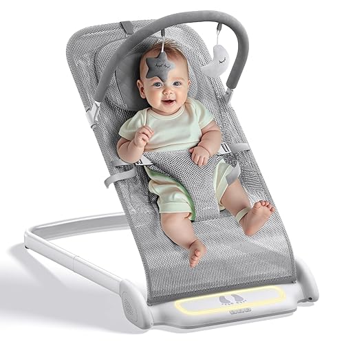 Derson Bouncer para bebé, asiento portátil para bebés de 0 a 6 meses, silla gorila para bebés recién nacidos con 8 música relajante, plegable,