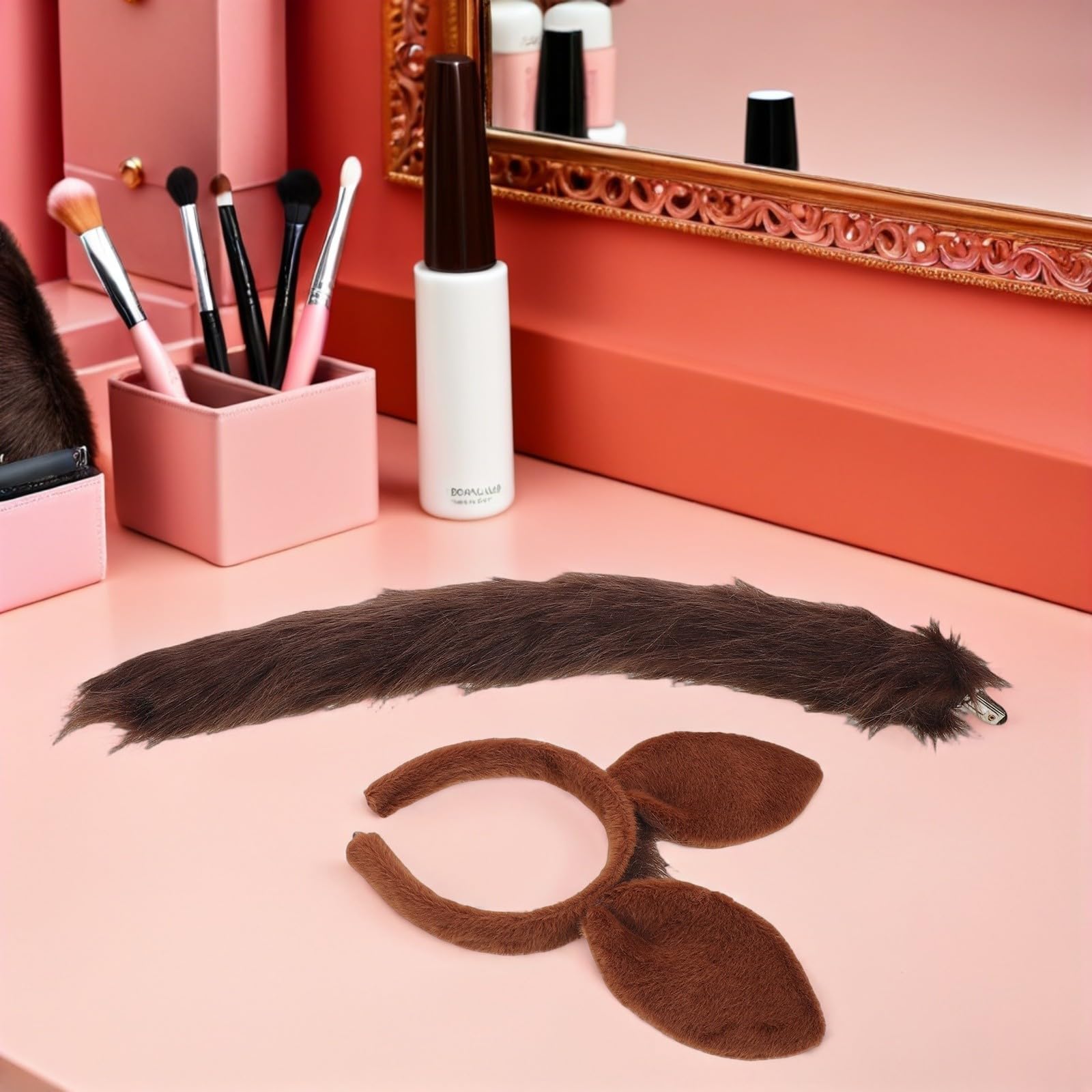 Tofficu 4 Juegos Diadema de Disfraz Orejas de Caballo de Peluche Marrón para Cosplay y Actuaciones Escolares Diseño Realista y Material Suave de Felpa