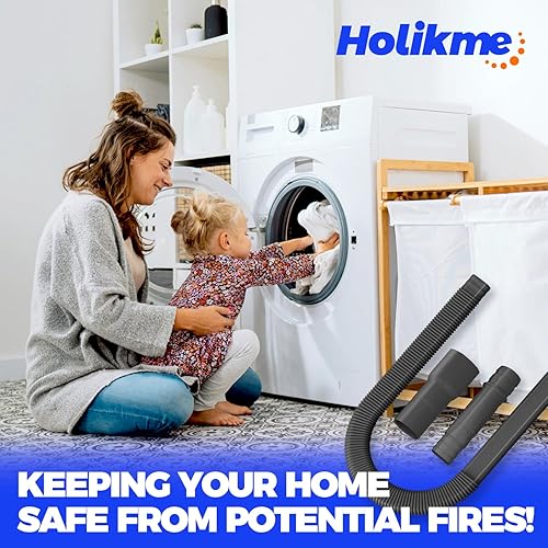 Miniatura 7 de Holikme Kit limpiador de ventilación para secadora, cepillo de fijación de manguera de vacío, negro