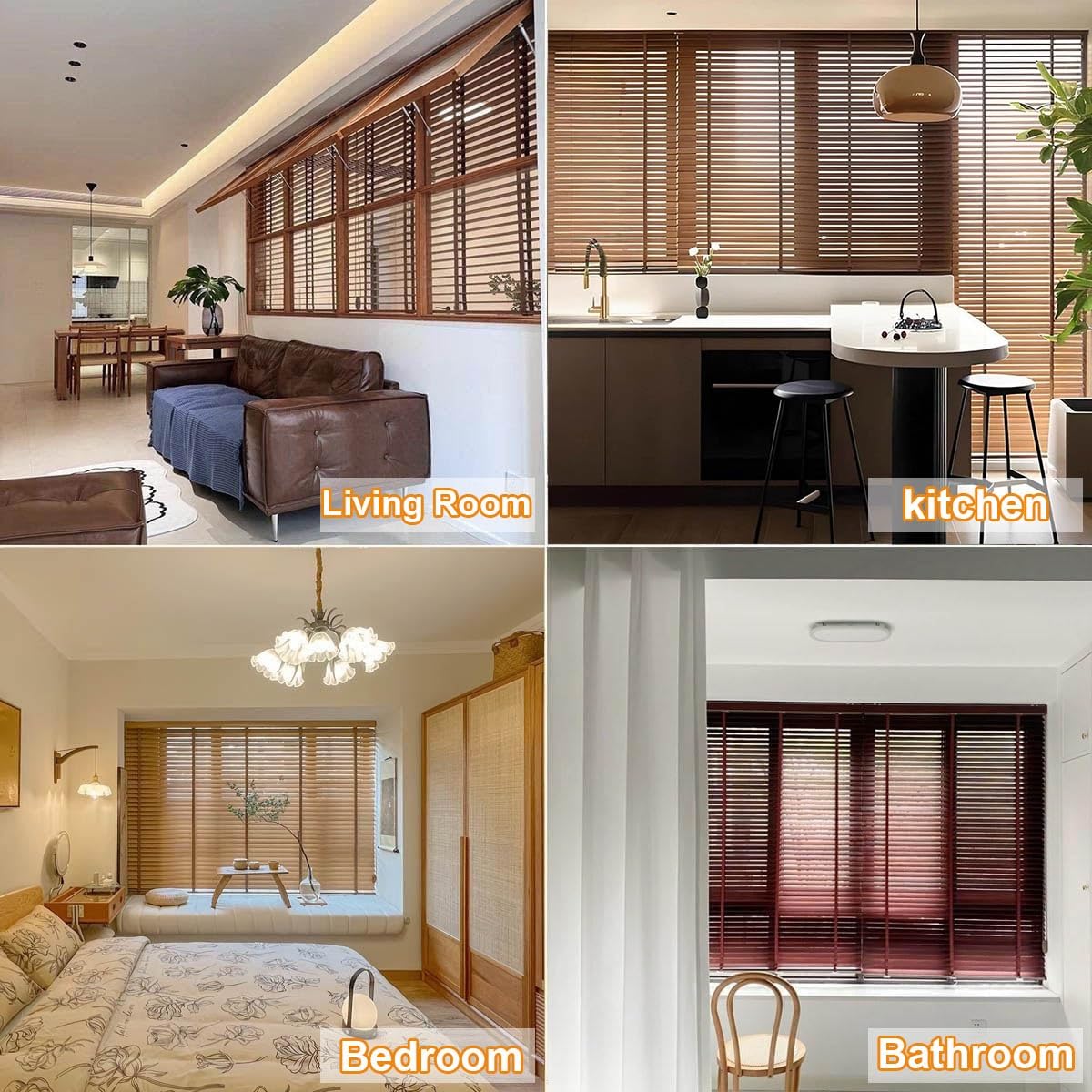 Persianas Venecianas De Madera Persianas Horizontales De Interior, Tamaños Personalizables 45cm 60cm 80cm 100cm 120cm 150cm Estores De Parasol para Cocina/Oficina/baño(Vino Tinto)