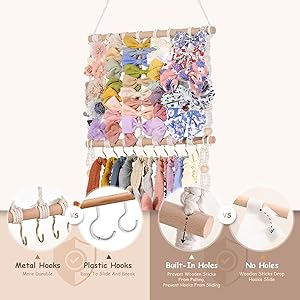 VISATOR Headband Holder Bows Organizer - Baby Girls Hair Accessories Holder - Toddler Girls Room Wall Decor