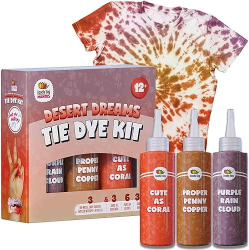 DOODLE HOG Kit de teñido anudado de colores azules en Beach Bum Blue Tie Dye - Tinte de ropa personalizado con 6 recambios para actividades de